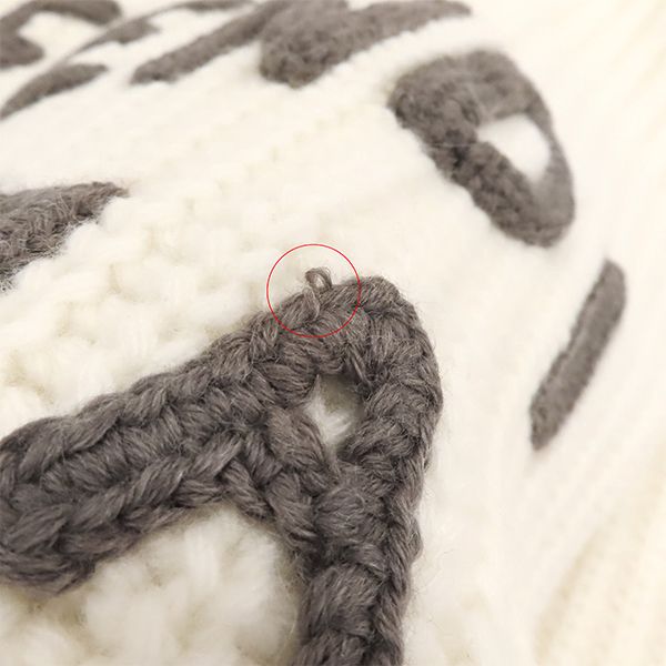 フェンディ FENDI マフラー ロゴ ニット ウール クリーム アイボリー