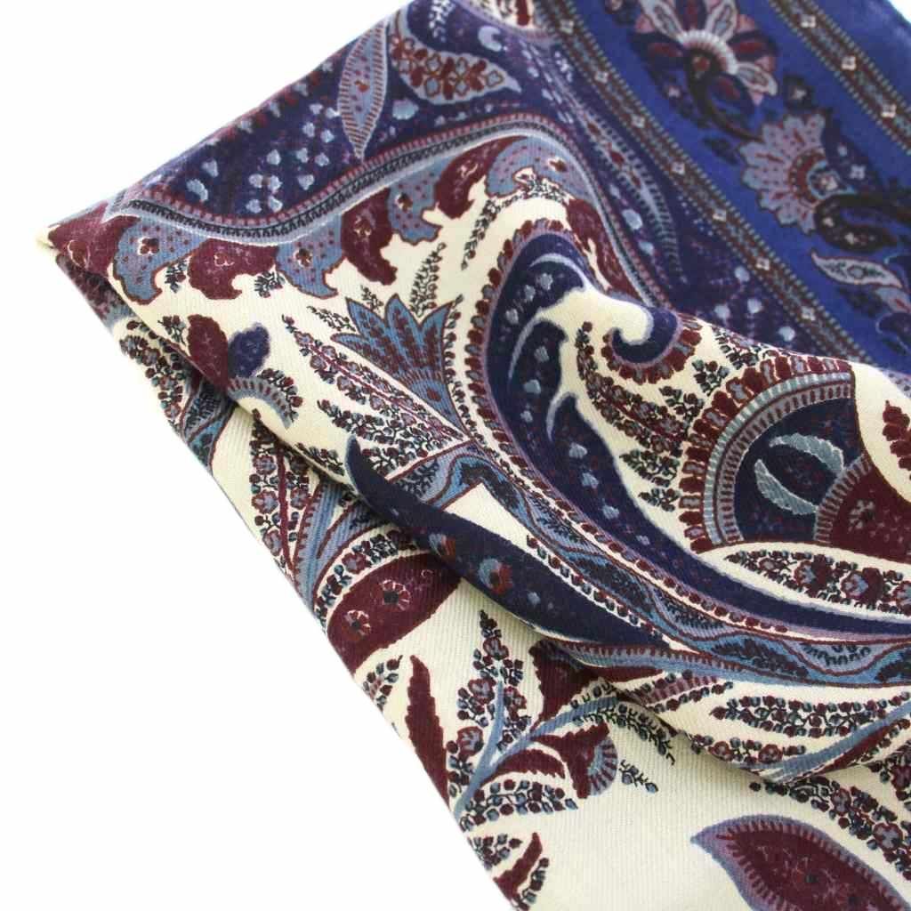 エトロ ETRO ストール シルク混 ペイズリー柄 青 ブルー /TK - メルカリ