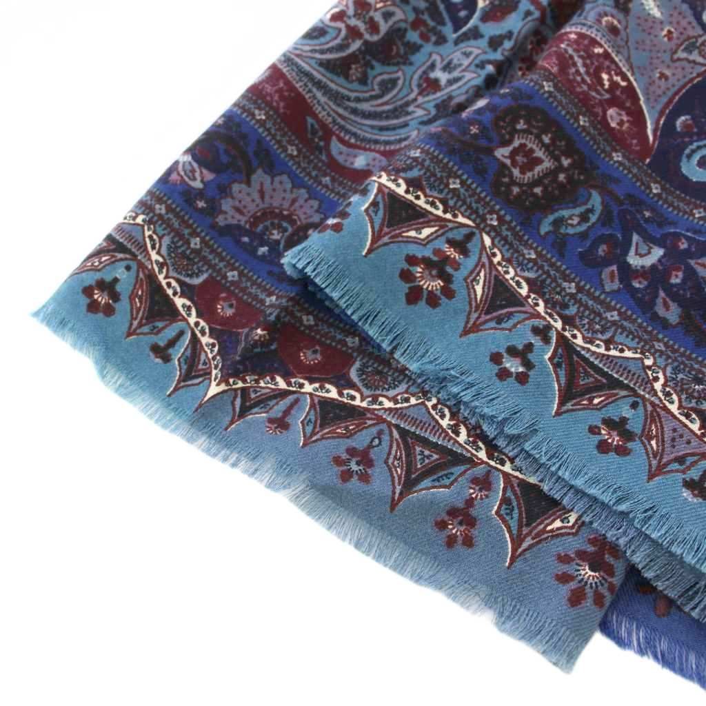 エトロ ETRO ストール シルク混 ペイズリー柄 青 ブルー /TK - メルカリ