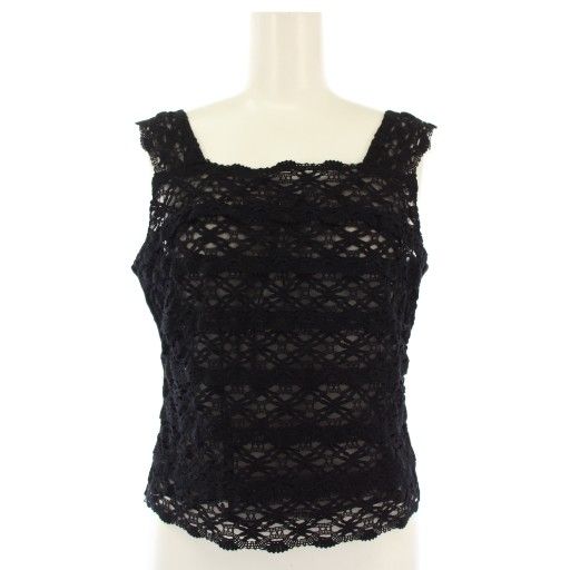 ルネ Rene タンクトップ ニット カットソー ノースリーブ レース 36 黒