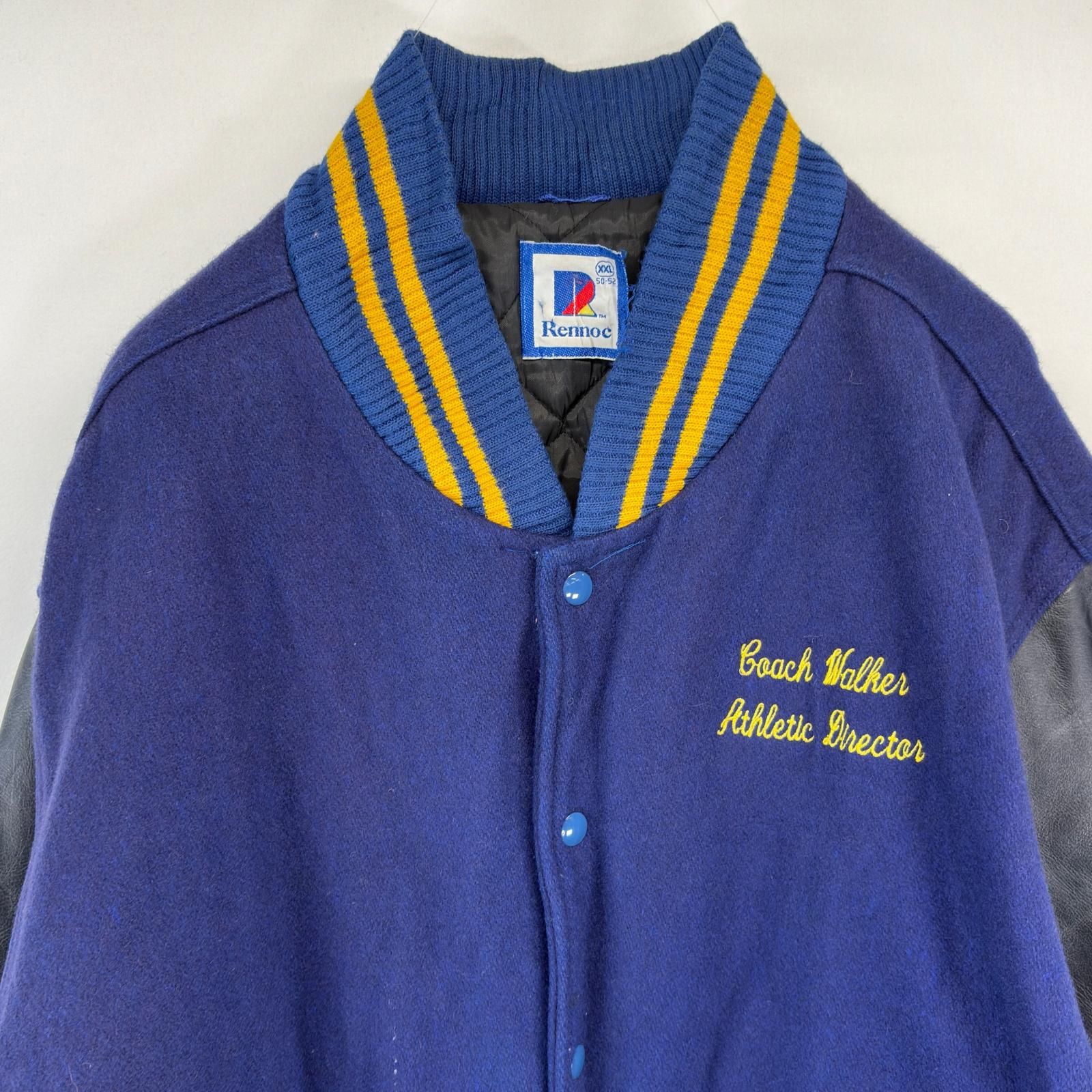 古着 レノック Rennoc USA製 スタジャン ウール ワッペン レザー