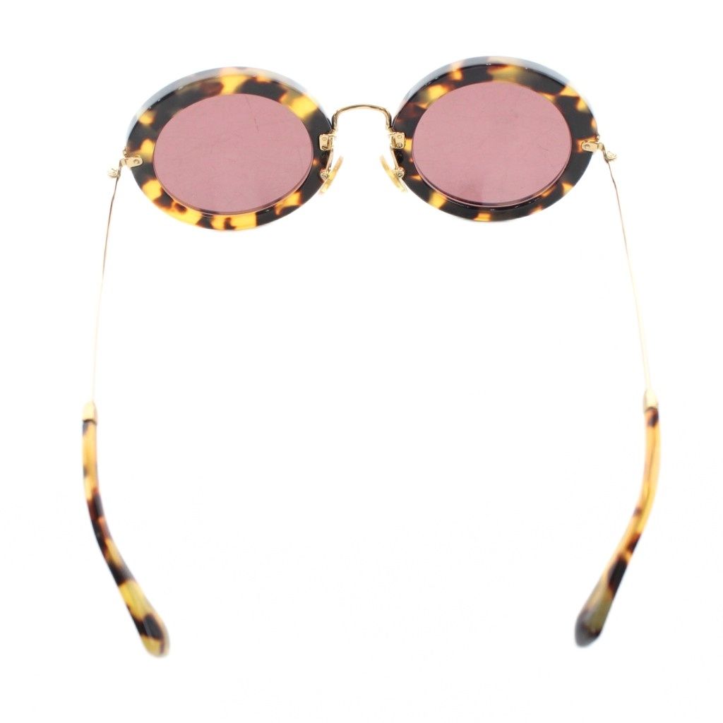  ミュウミュウ miumiu サングラス 眼鏡 アイウェア ラウンド セルフレーム べっ甲柄 49 26 140 茶 ブラウン 7 S 0-0 A 0 KU OH サングラス 小物