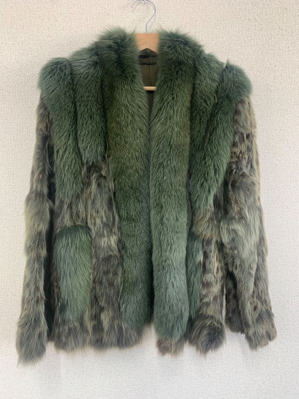 毛皮コート グリーン ヒョウ柄 9号 ファッション 2