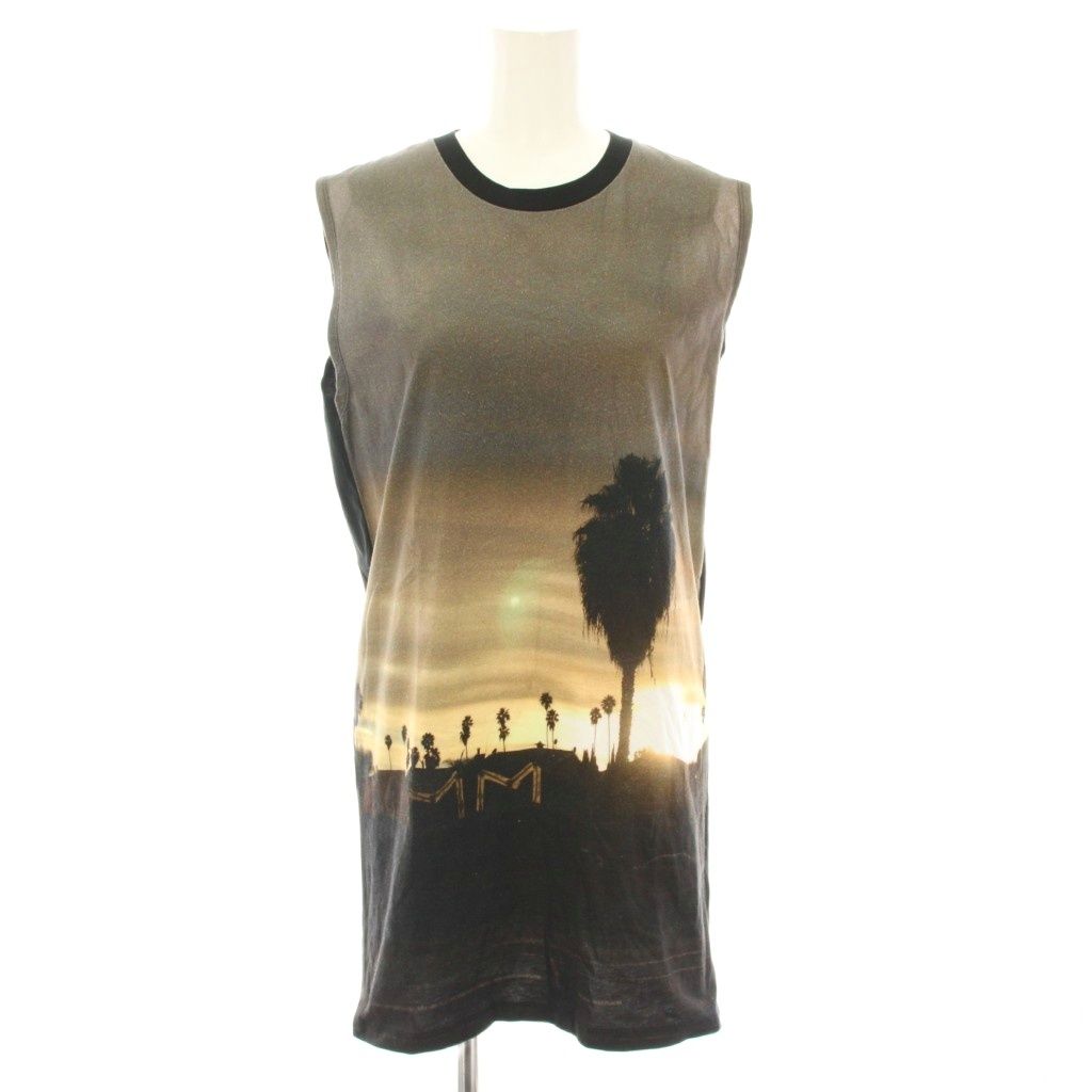 エムエムシックス メゾンマルジェラ MM 6 Maison Margiela マルタンマルジェラ タンクトップ チュニック丈 総柄 S 黒 ブラック グレー YT