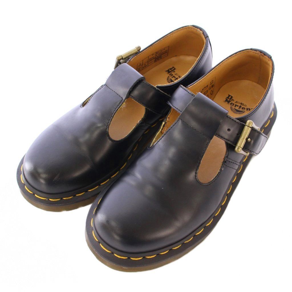 ドクターマーチン DR MARTENS POLLEY ポリー Tバーシューズ ローカット 厚底 レザー UK 3 黒 ブラック BB