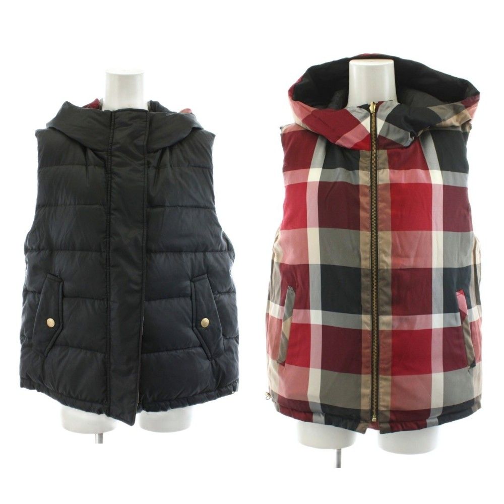 6150 美品✨ ブルーレーベルクレストブリッジ ダウンベスト チェック ファー ブルーレーベルクレストブリッジ BLUE LABEL CRESTBRIDGE ダウンベスト
