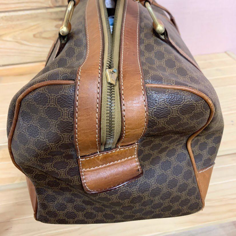 CELINE セリーヌ ボストンバッグ ブラウン系 マカダム柄 PVC×レザー CELINE セリーヌ ボストンバッグ ブラウン系 マカダム柄 PVC×レザー