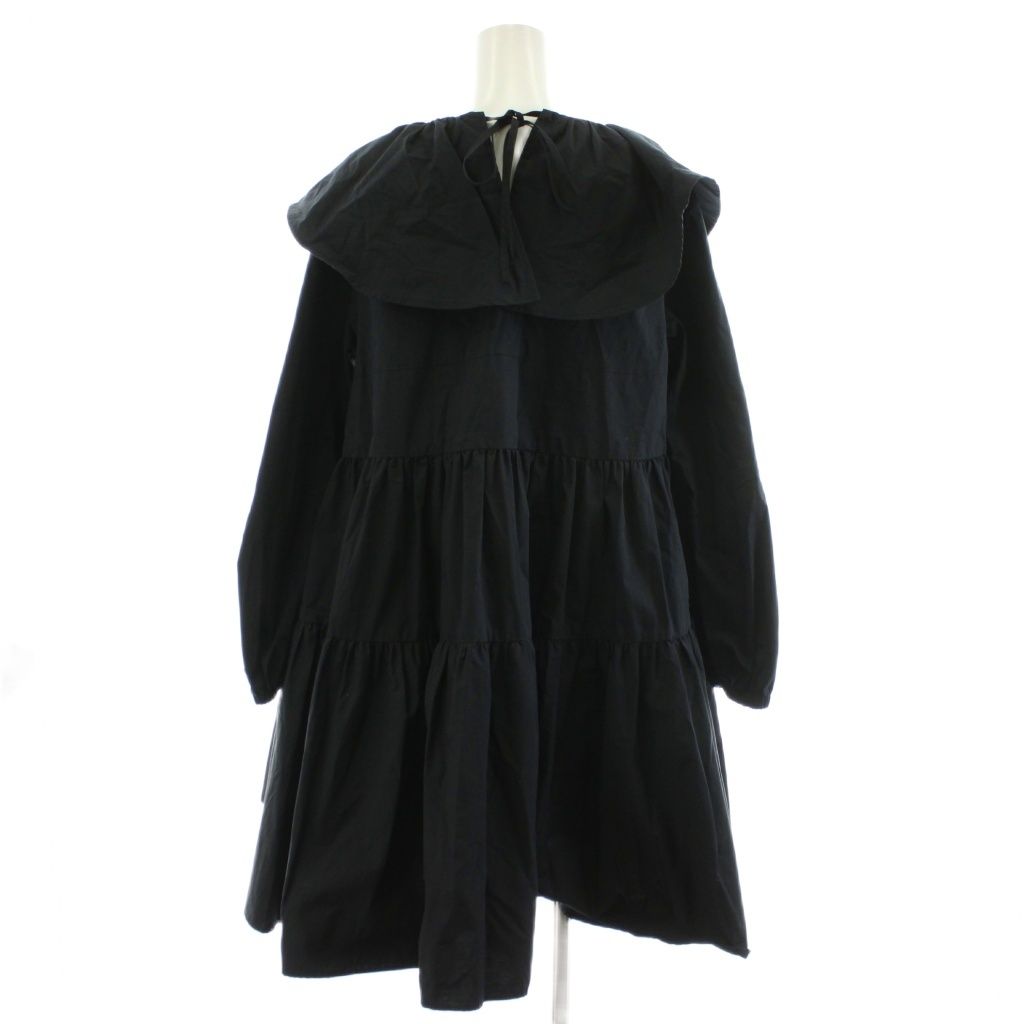 yori ヨリ ティアード ロング ブラウス ブラック 黒 シャツ ヨリ yori フリルカラーティアードチュニック シャツ ブラウス 長袖 F