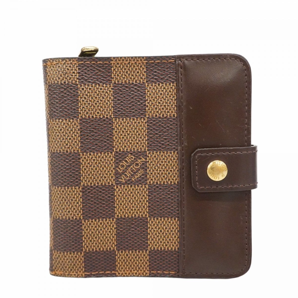 5 pa 1458 ルイヴィトン 財布 ダミエ コンパクトジップ N 61668 エベヌ レディース