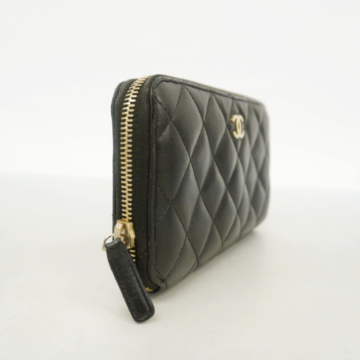 5pb1564-r】シャネル 長財布 マトラッセ ラムスキン ブラック