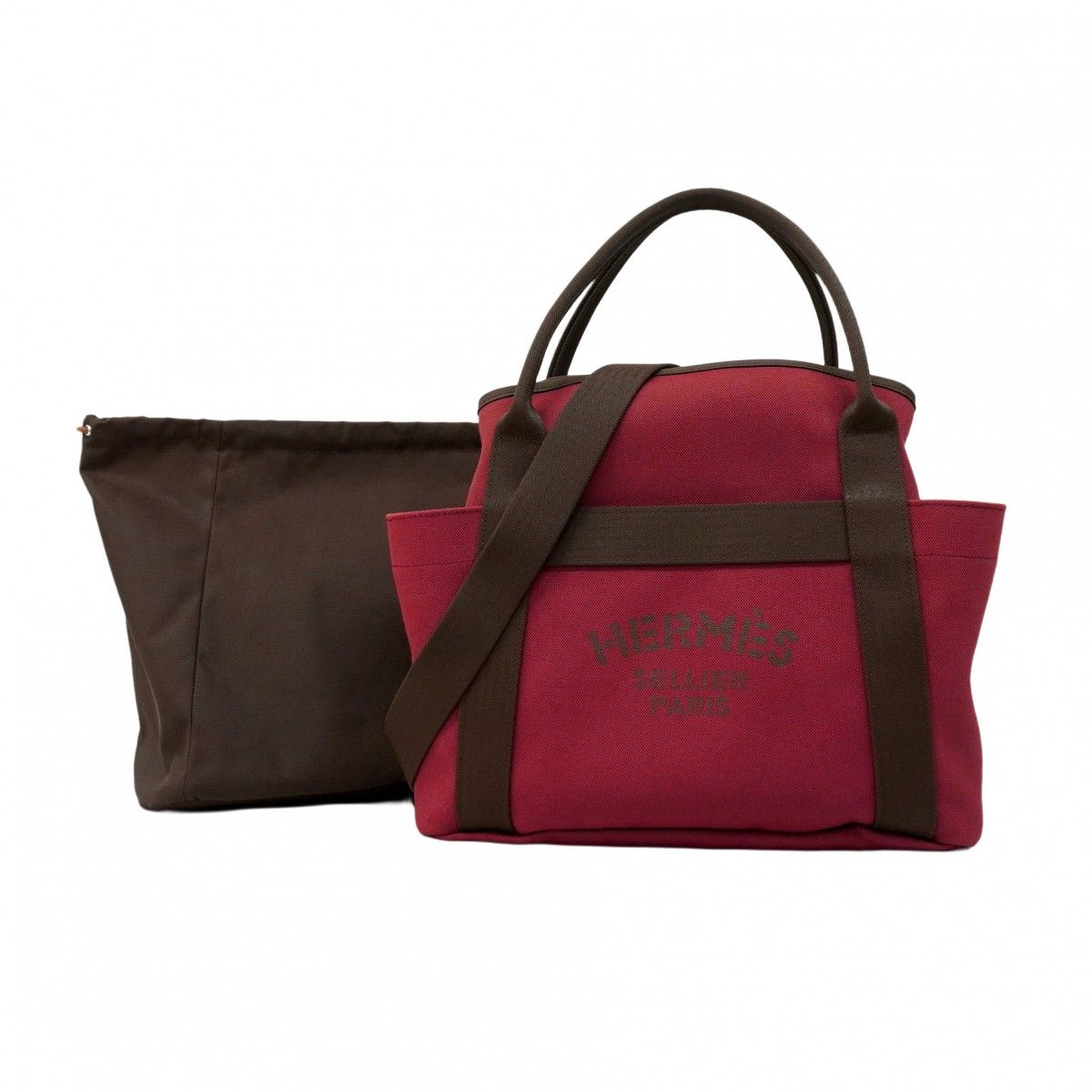 【5pb1583】エルメス トートバッグ サックドパンサージュ キャンバス レッド シルバー金具 W刻印 2wayバッグ【中古】レディース 5pb1583】エルメス トートバッグ サックドパンサージュ キャンバス