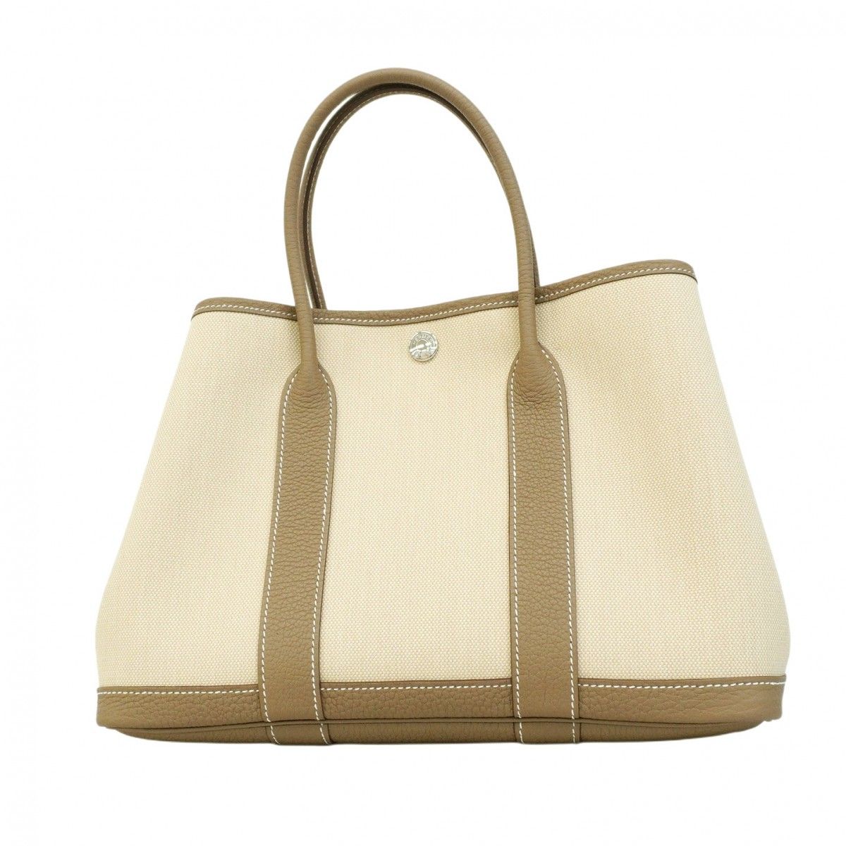 【5pb1592-h】エルメス トートバッグ ガーデンパーティTPM トワルミリタリー エトゥープ シルバー金具 B刻印【中古】レディース 5pb1592-h】エルメス トートバッグ ガーデンパーティTPM トワル