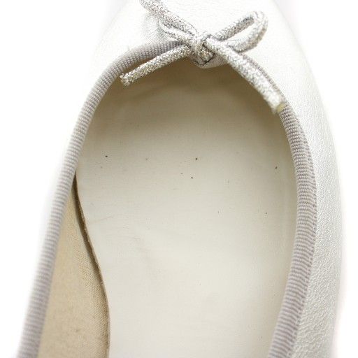  レペット Repetto Cendrillon バレエシューズ フラットシューズ パンプス レザー リボン 39 シルバー色 HN フラットシューズ バレエシューズ パンプス