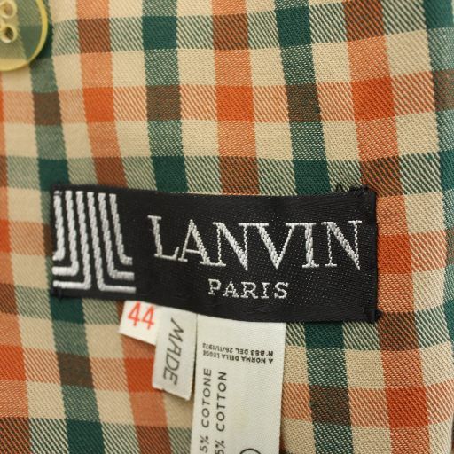 ランバン LANVIN トレンチコート ロング丈 フード 裏地チェック柄