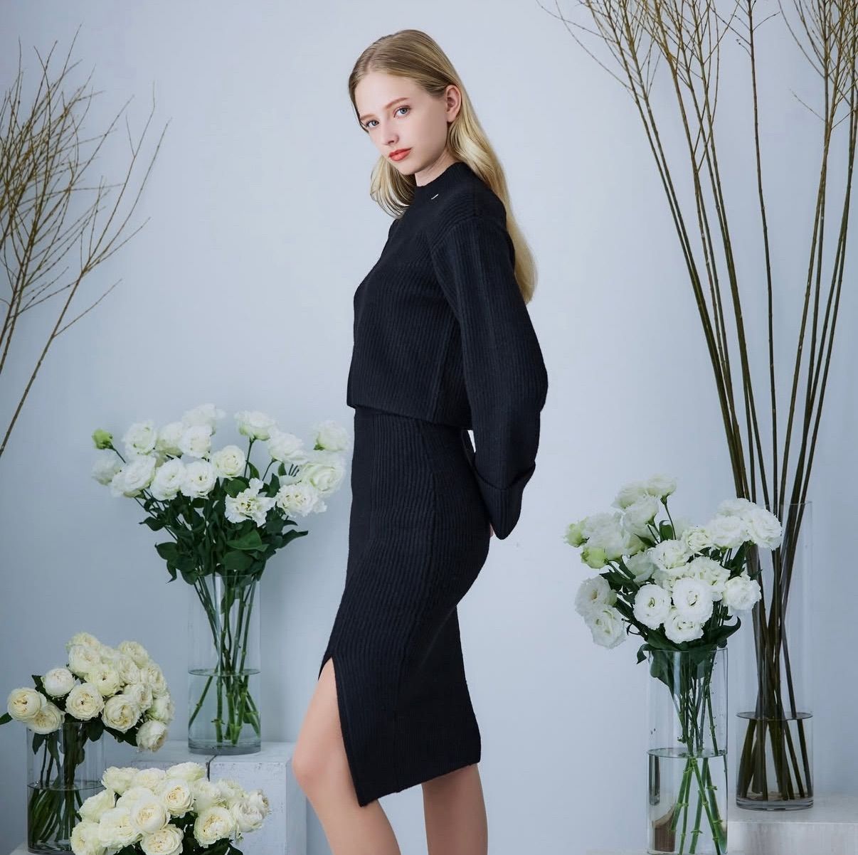 Rちゃん　Riu Front slit knit skirt　フロントスリットニットスカート