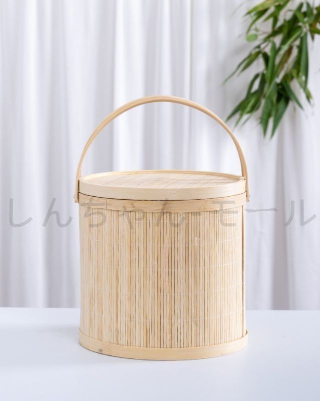 新品・未使用】推薦 竹製 茶器 收納 茶盒 水果籃 提籃籠 竹編細工籠 竹