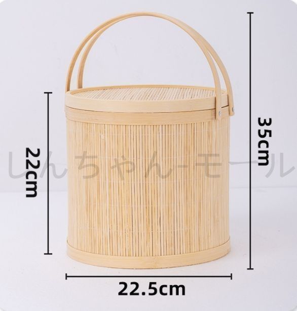 新品・未使用】推薦 竹製 茶器 收納 茶盒 水果籃 提籃籠 竹編細工籠 竹