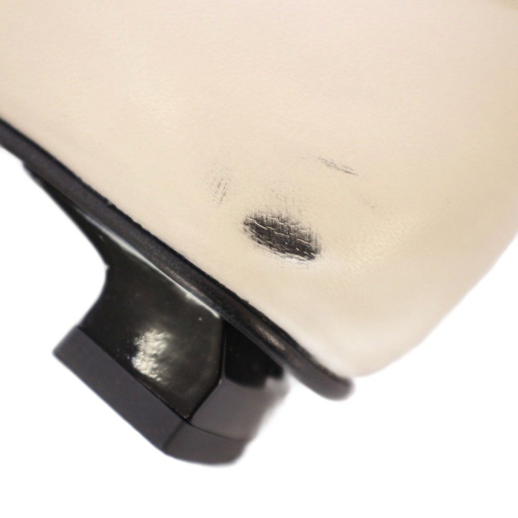  アミ アレクサンドル マテュッシ ami alexandre mattiussi パンプス ポインテッドトゥ ローヒール Vカット レザー バイ 37 アイボリー 黒 ブラック BB ハイヒール パンプス パンプス