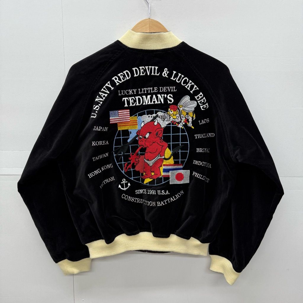 TEDMAN ベロア リバーシブル スカジャン サイズ38 ブラック パープル