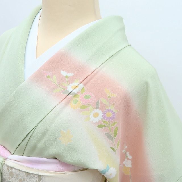 百華❀Y4163◇峰山落款 作家物 手縫い仕立て 正絹 牡丹 御所車 訪問着