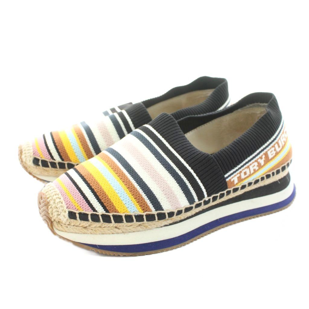 トリーバーチ TORY BURCH DAISY SLIP-ON デイジースリッポン スニーカー ボーダー柄 ロゴ 6.5 M マルチカラー 53602 |KU