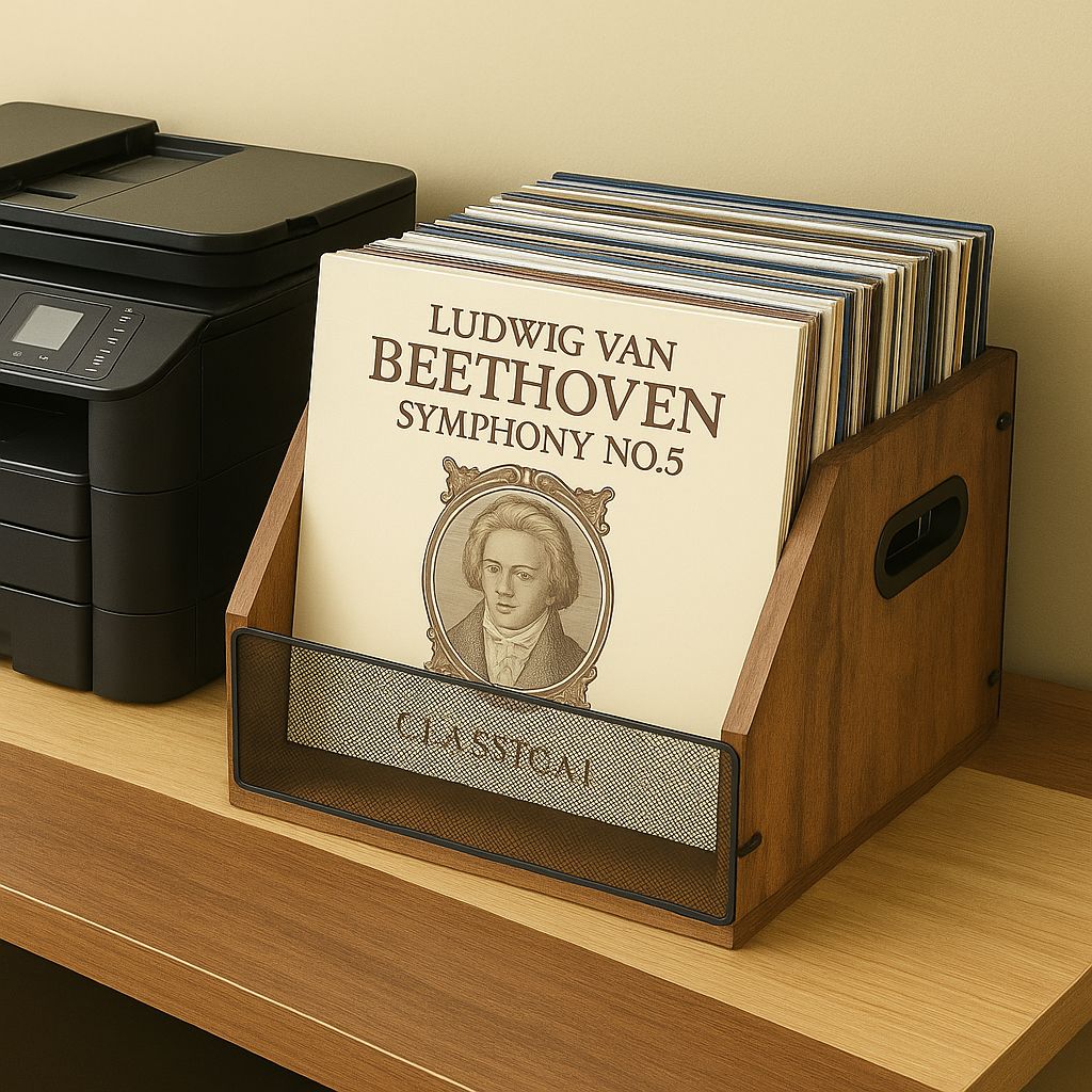 レトロ風デザイン】レコード 収納ボックス 木製 無垢材 大容量