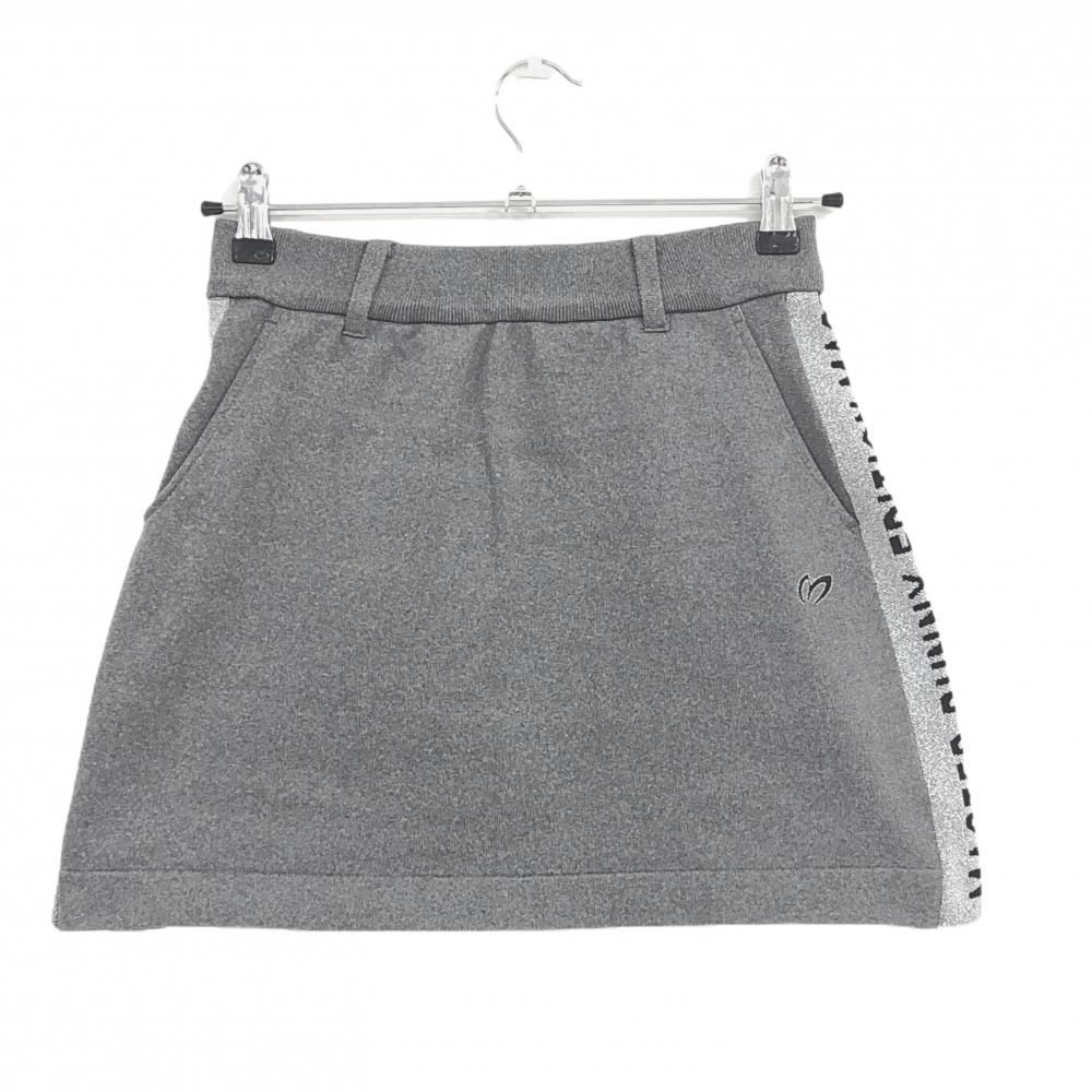 超 マスターバニー ニットスカート グレー 黒 サイドロゴライン レディース 0 S ゴルフウェア MASTER BUNNY EDITION