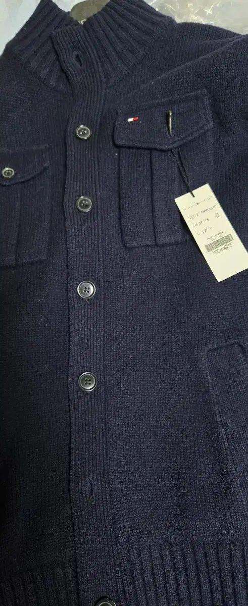 人気 トミーヒルフィガー カーディガン 純ウール 100% ネイビー トミー