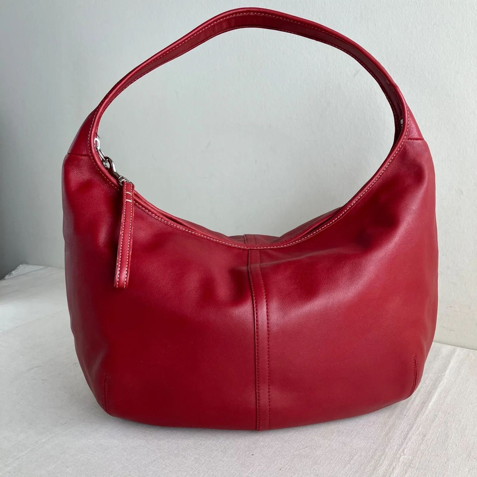 Vintage Coach Ergo Hobo Shoulder Bag Red Cowhide Leather y2k 