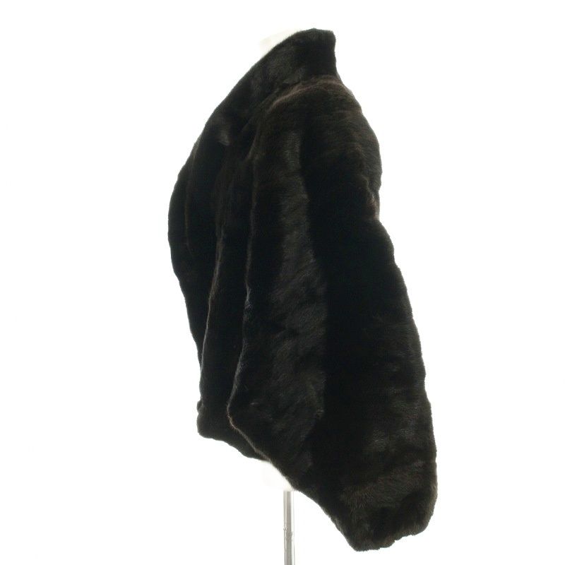  blackglama 毛皮コート ミンク ショート丈 コート 165 cm 焦げ茶 ブラウン G 毛皮 ファーコート ジャケット アウター