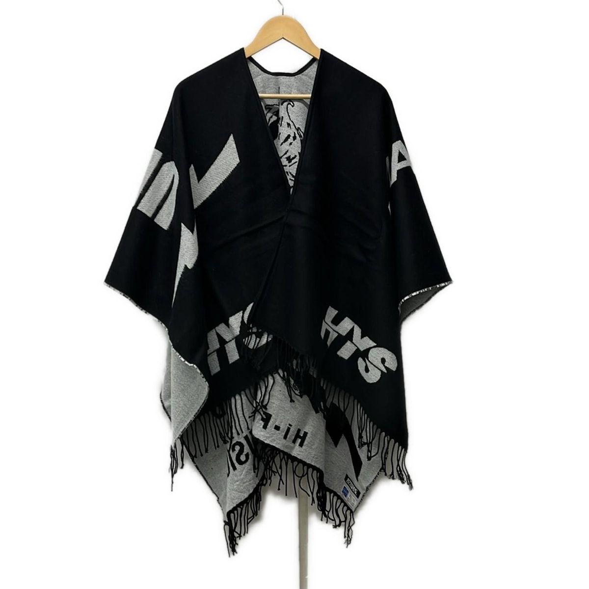 HYSTERIC GLAMOUR ロゴストール グレー/ワインレッド HYSTERIC GLAMOUR(ヒステリックグラマー) ストール(ショール)美品 - 黒