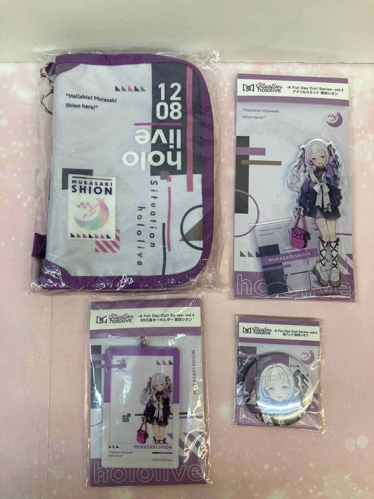 広店】4点 紫咲シオン アクリルスタンド SNS風アクリルキーホルダー