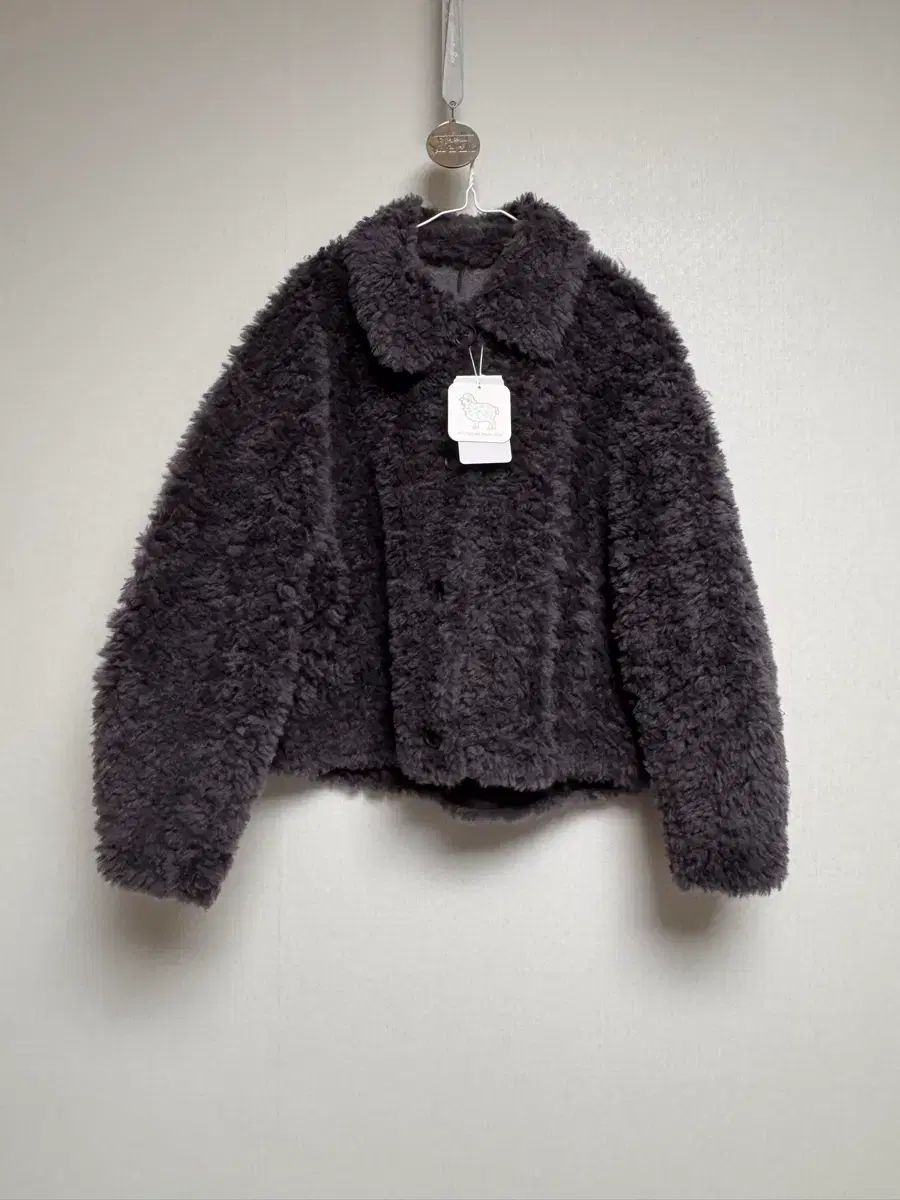 シープスキン ショート ジャケット チャコール