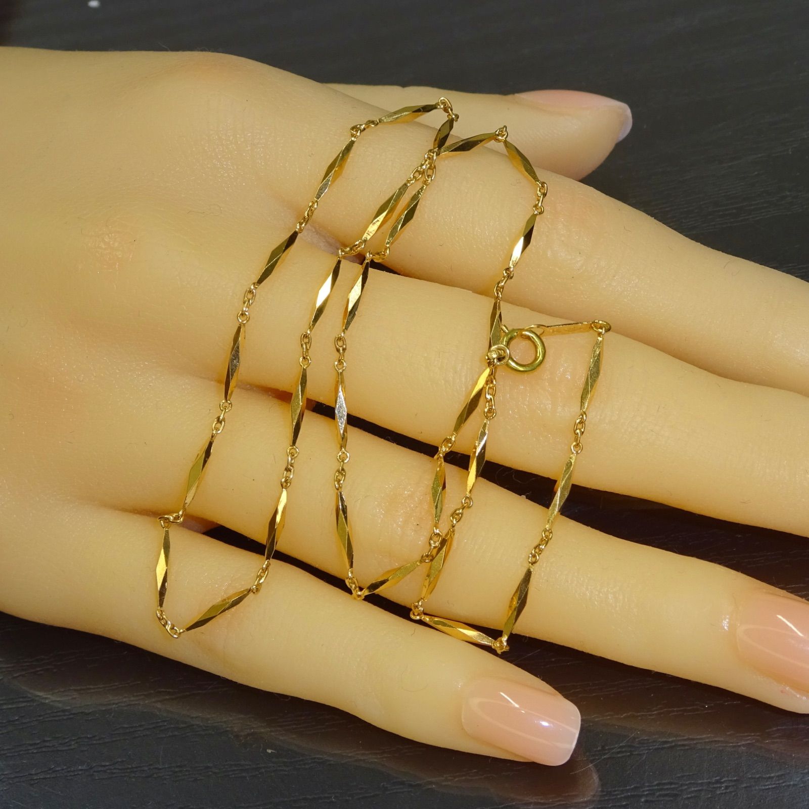 18金 K18 ゴールド GOLD 750 切子 キリコ デザイン ネックレス 約39cm