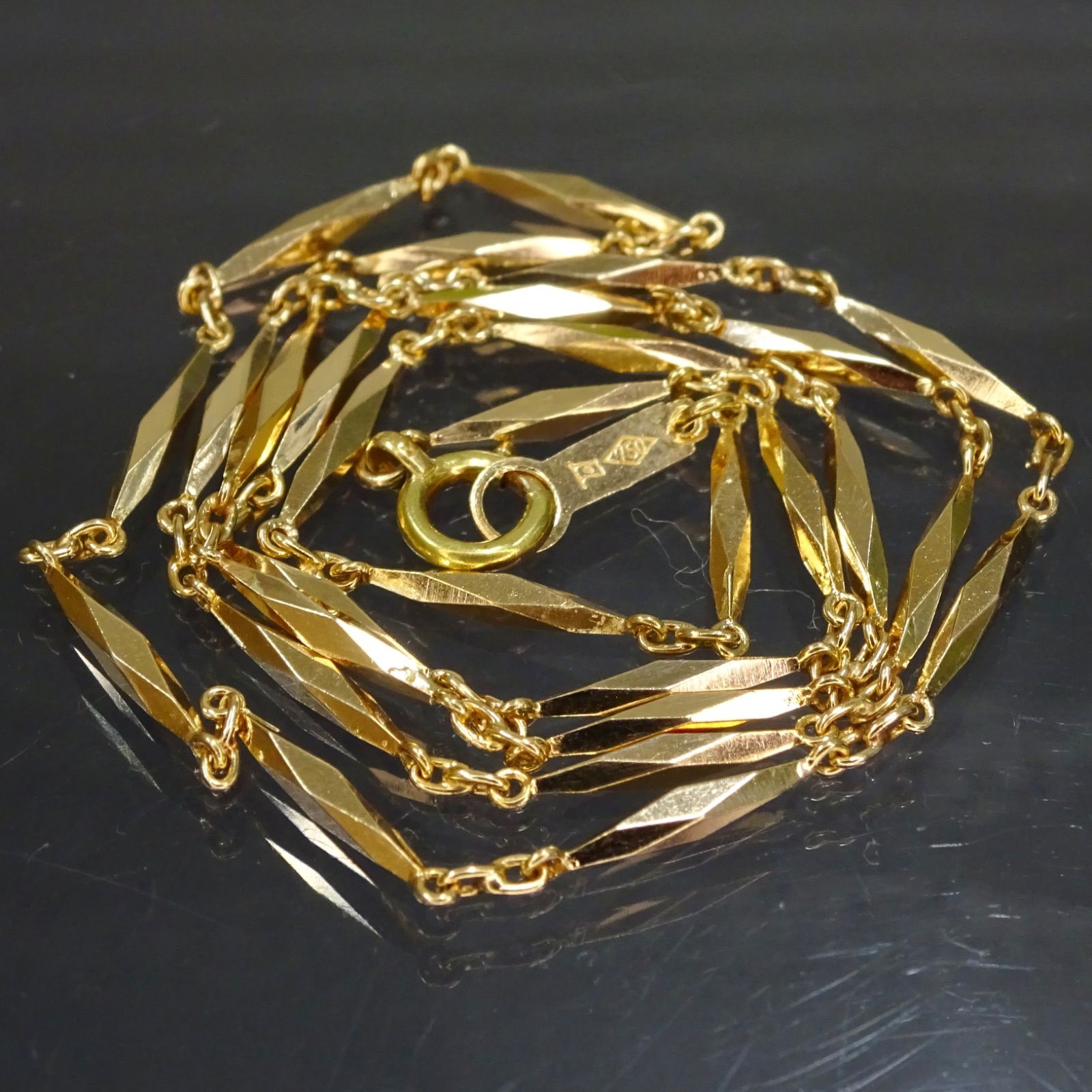 18金 K18 ゴールド GOLD 750 切子 キリコ デザイン ネックレス 約39cm