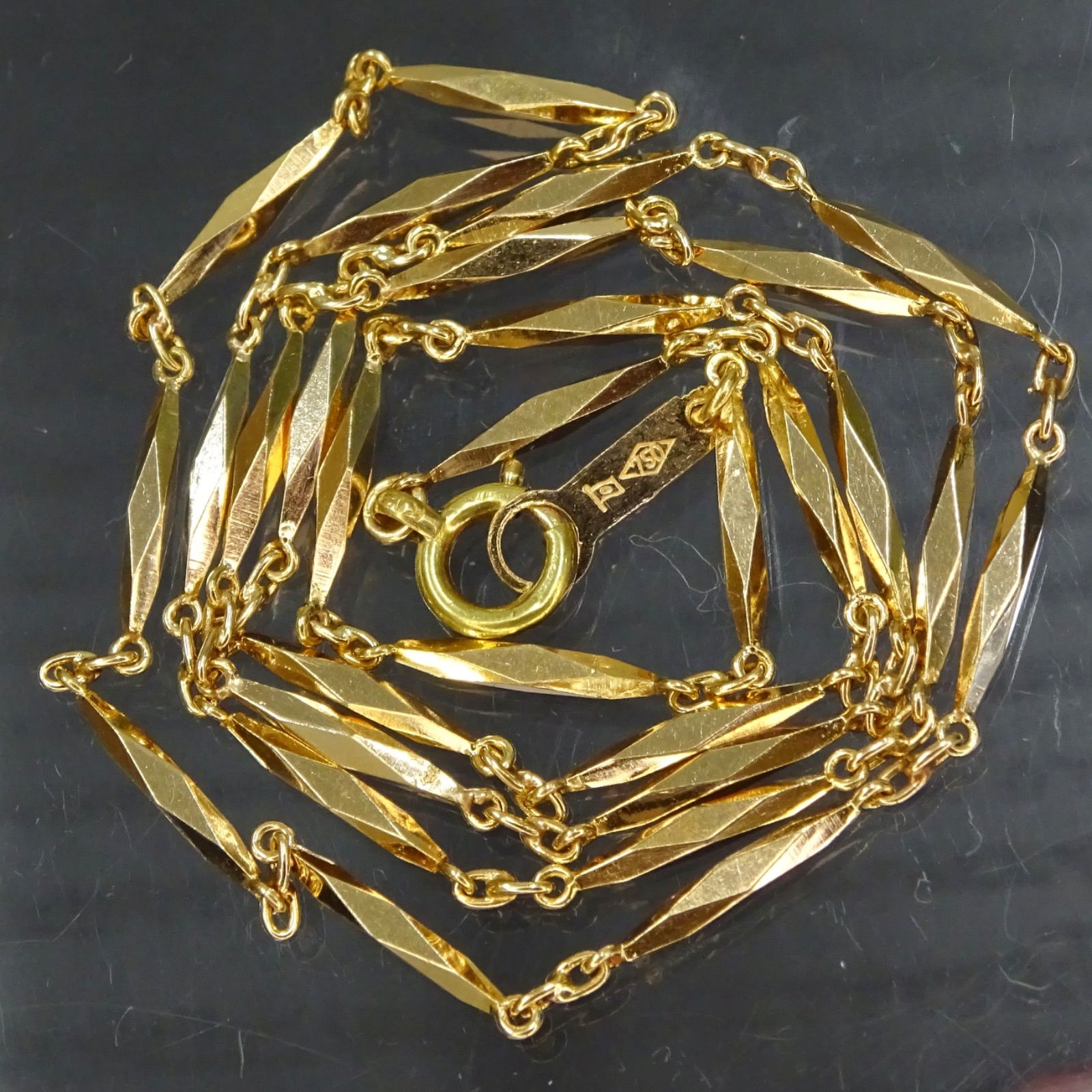 18金 K18 ゴールド GOLD 750 切子 キリコ デザイン ネックレス 約39cm