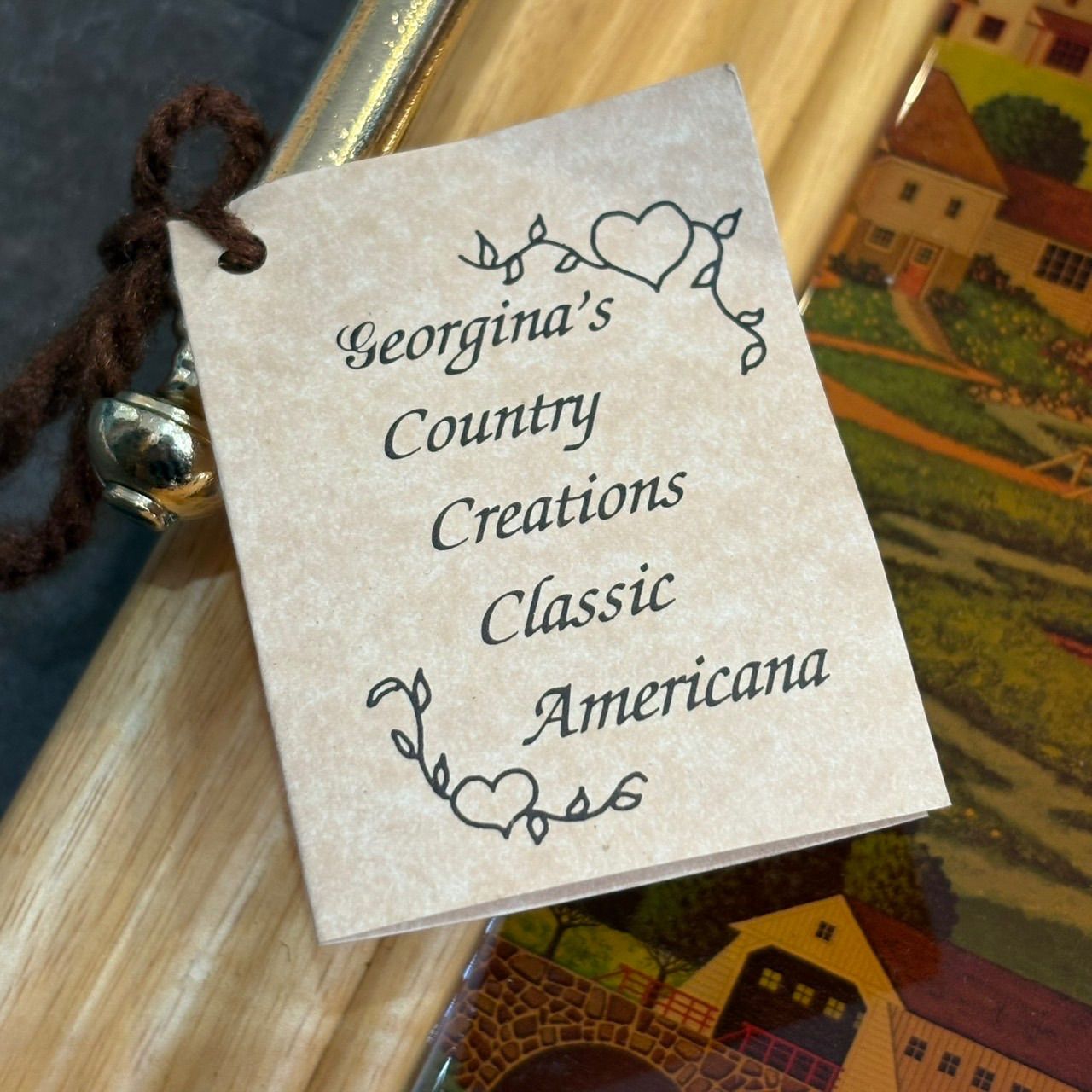 アンティーク トレイ お盆 木製 country風景