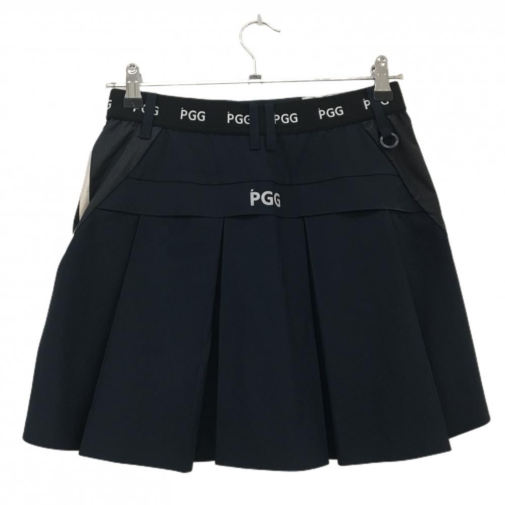 PGGパーリーゲイツ スカート ネイビー×白 異素材切替 ベルト部一部ゴム レディース 0(S) ゴルフウェア PEARLY GATES