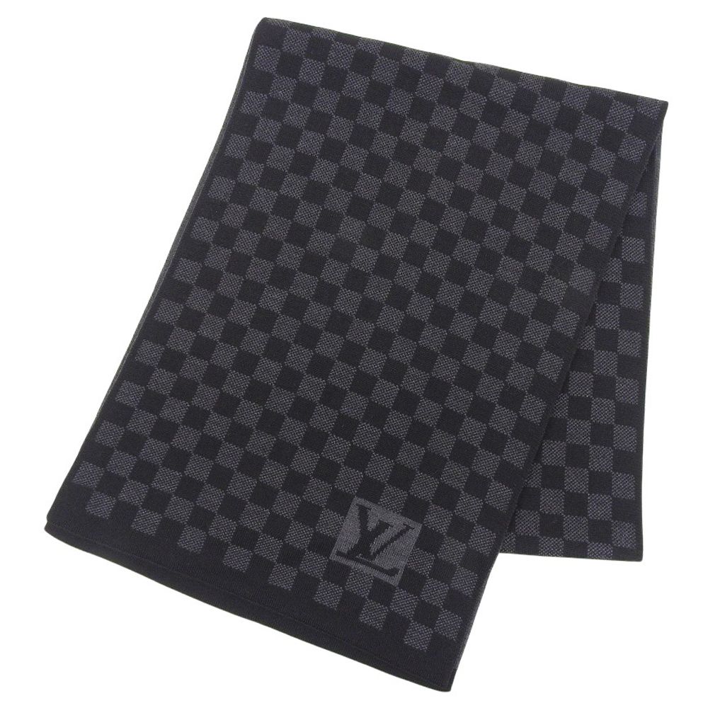 ルイヴィトン LOUIS VUITTON ダミエ エシャルプ プティ 402330 マフラー ウール ブラック グレー 冬