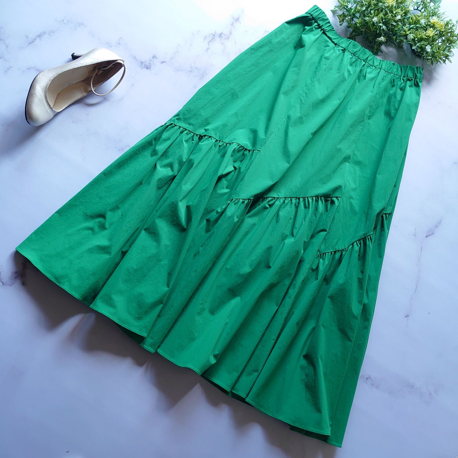 【ハウスオブロータス】ナイロンタスランティアードスカート　日本製 505496660000_03.jpg