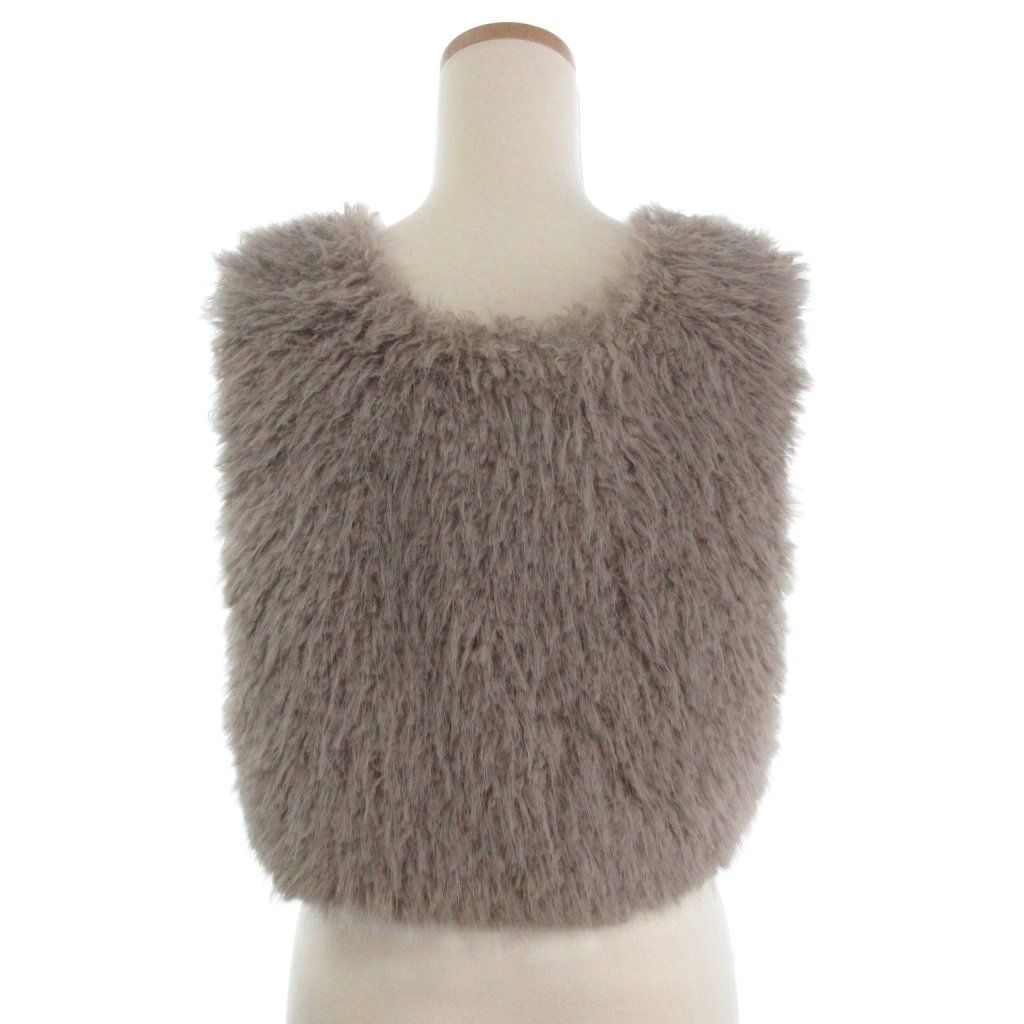 【中古】グレースコンチネンタル 美品 24AW ショートファーベスト 前開き フックボタン ウール 茶系 ブラウン系 36 グレースコンチネンタル GRACE CONTINENTAL オファー 美品 24AW