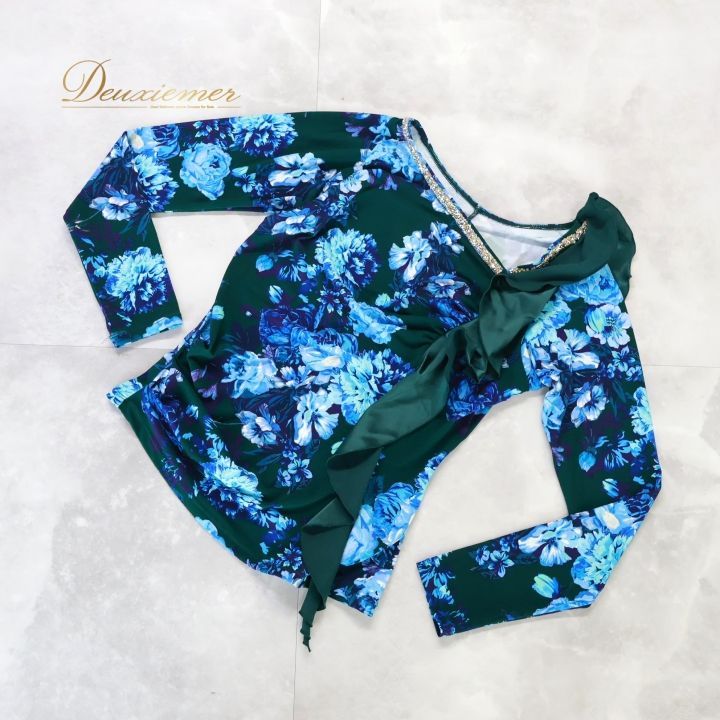 社交ダンス 衣装 トップス ブラウス グリーン系 チャコットロイヤル