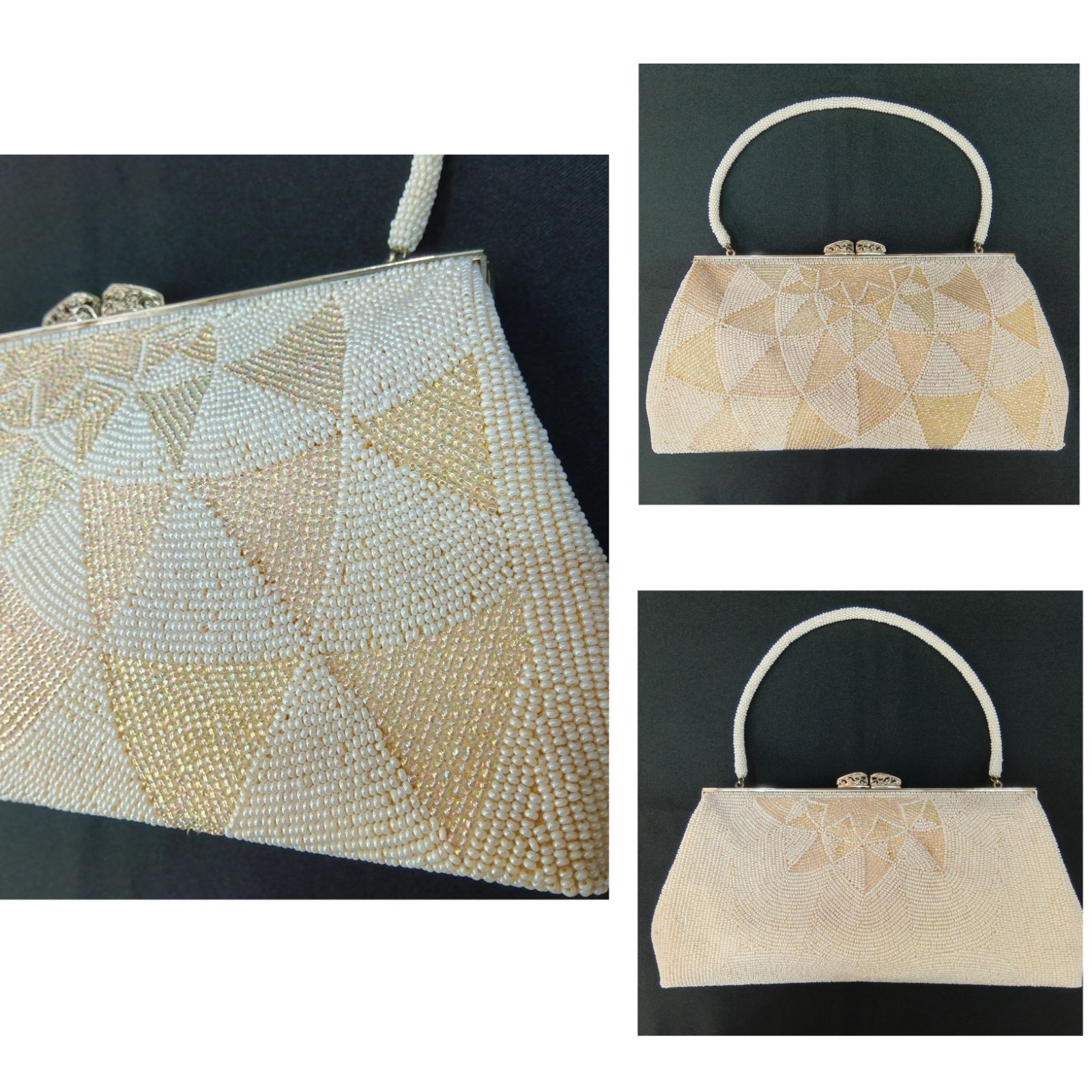 🔶 昭和レトロ 希少レア 🔷 ビーズ刺繍バッグ ／ 豪華 🔴 2WAY ビーズ