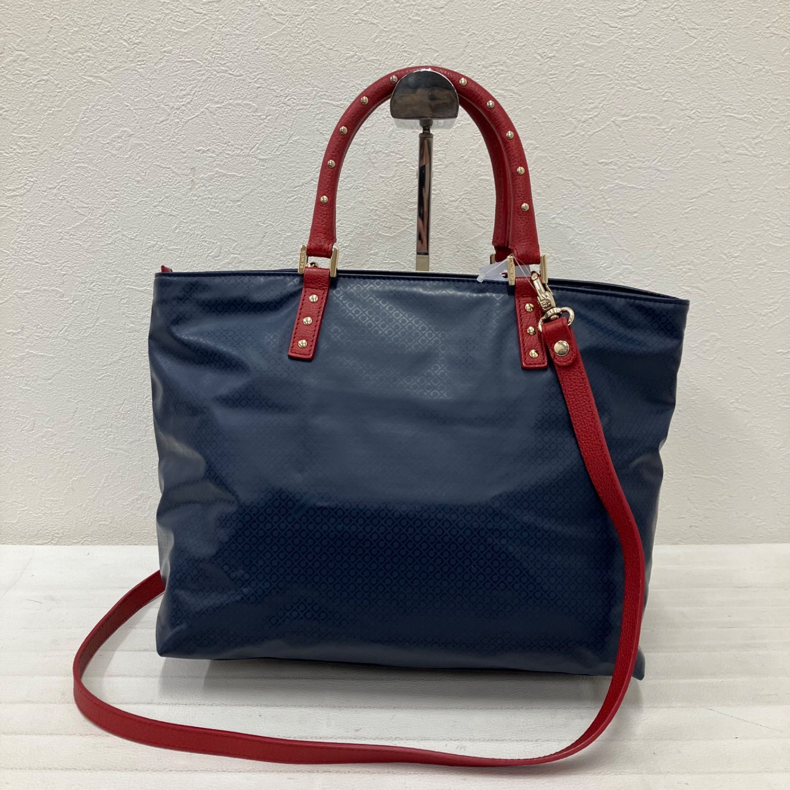 【極美品】ゲラルディーニ 2WAY バッグ ブルー 総柄 トート ショルダー 7258 GHERARDINI ゲラルディーニ ハンドバッグ 2way ショルダーバッグ