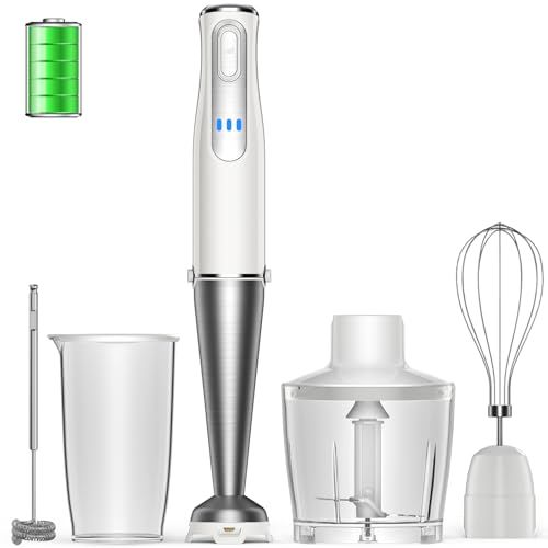 コードレス ハンドブレンダー HAGOOGI ハゴオギ マルチスティック 離乳食 ブレンダー 充電式 無段階変速 ミキサー 鍋キズ防止 氷も砕ける フードプロセッサー ジューサー 泡立て器 1台7役 調理器具 ホワイト e 8 b 937 4