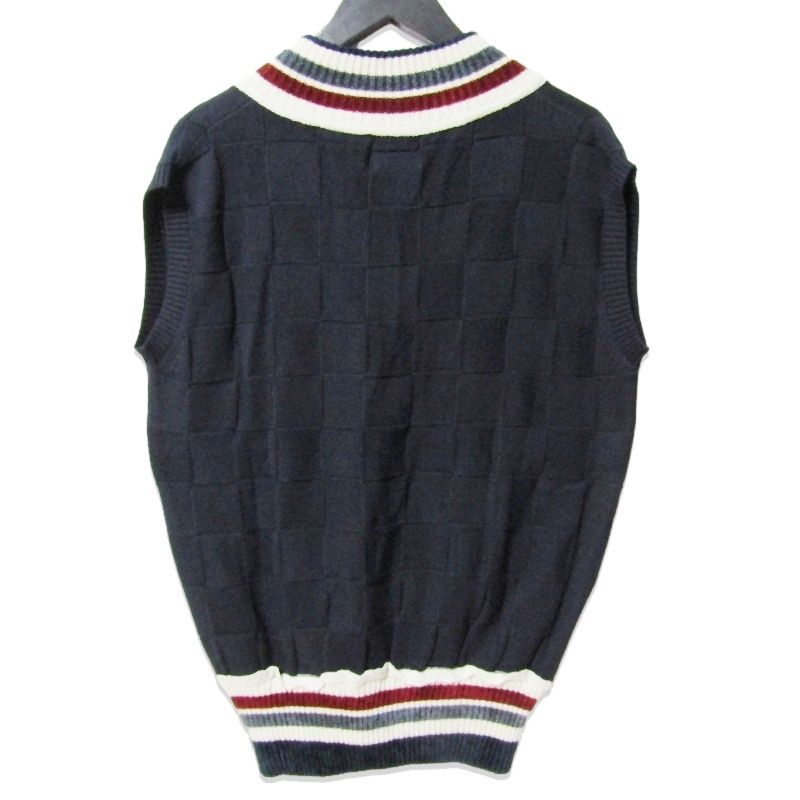 ♥ ファクトタム コットンカシミア チルデンニット ベスト Vネック ニットベスト 日本製 ネイビー 46