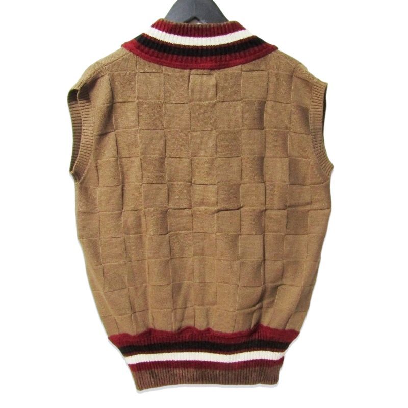 ♥ ファクトタム コットンカシミア チルデンニット ベスト Vネック ニットベスト 日本製 ブラウン 46
