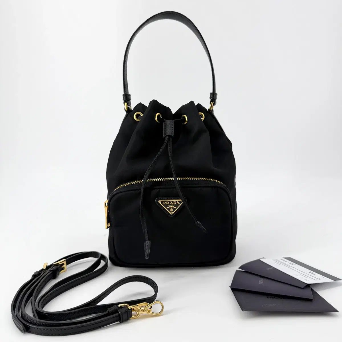 店舗 PRADA 1 BH 038 三角ロゴ バケットバッグ