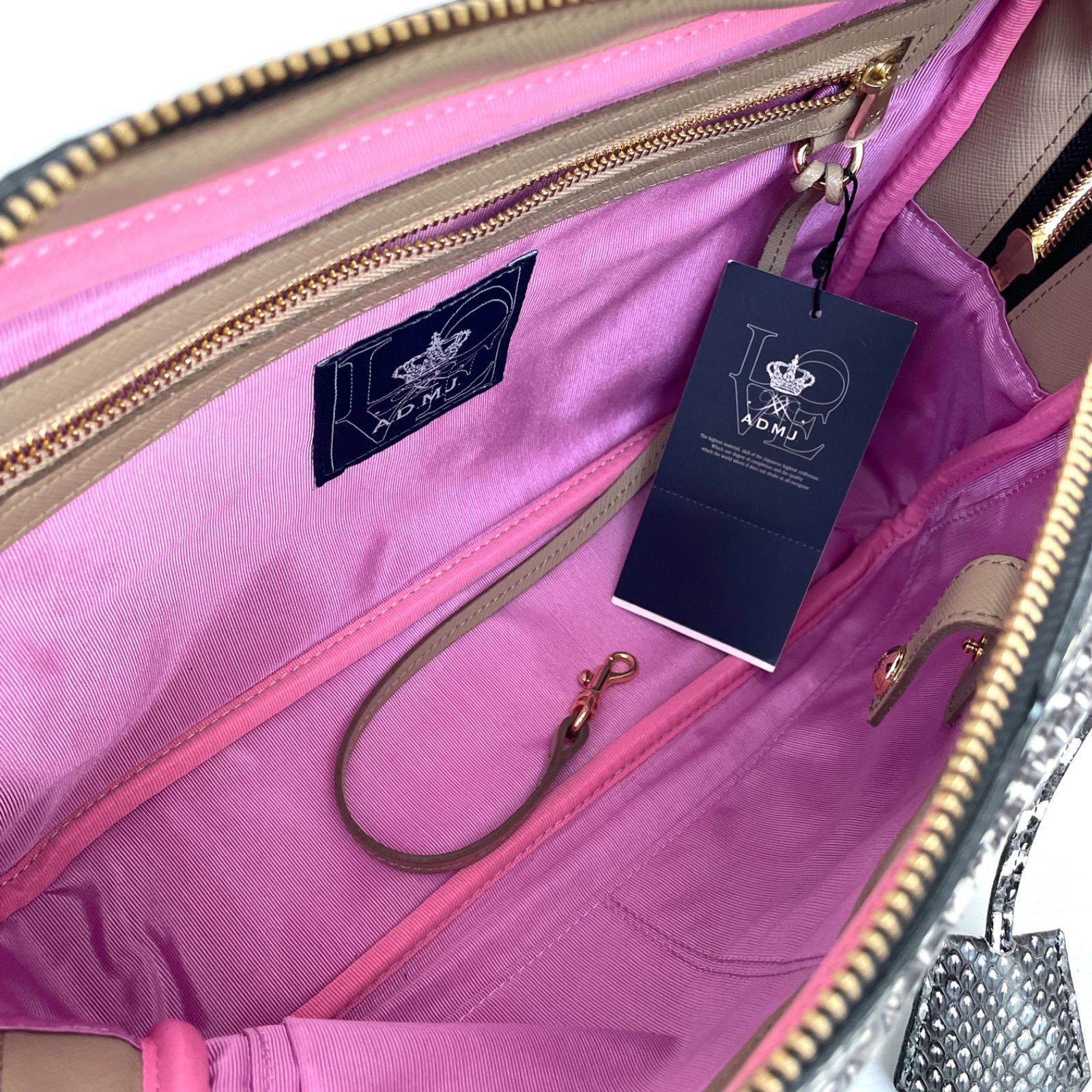 ✨新品・未使用✨A.D.M.J ボストンバッグ 28cm スネークレザー