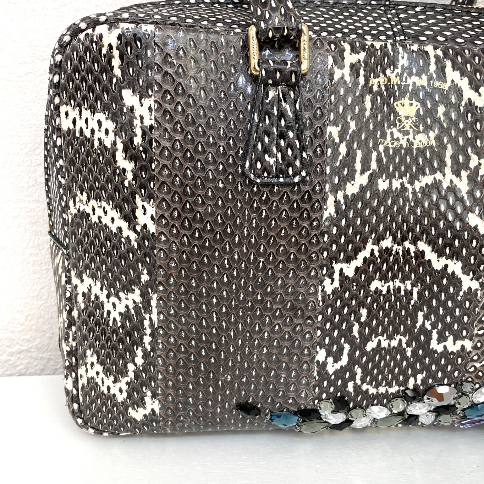 ✨新品・未使用✨A.D.M.J ボストンバッグ 28cm スネークレザー